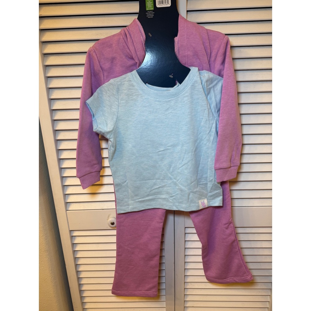 Andy & Evan Girls 3-Piece Set Hoodie T-Shirt and Pants Purple Butterfly 3T NEW - Picture 6 of 7